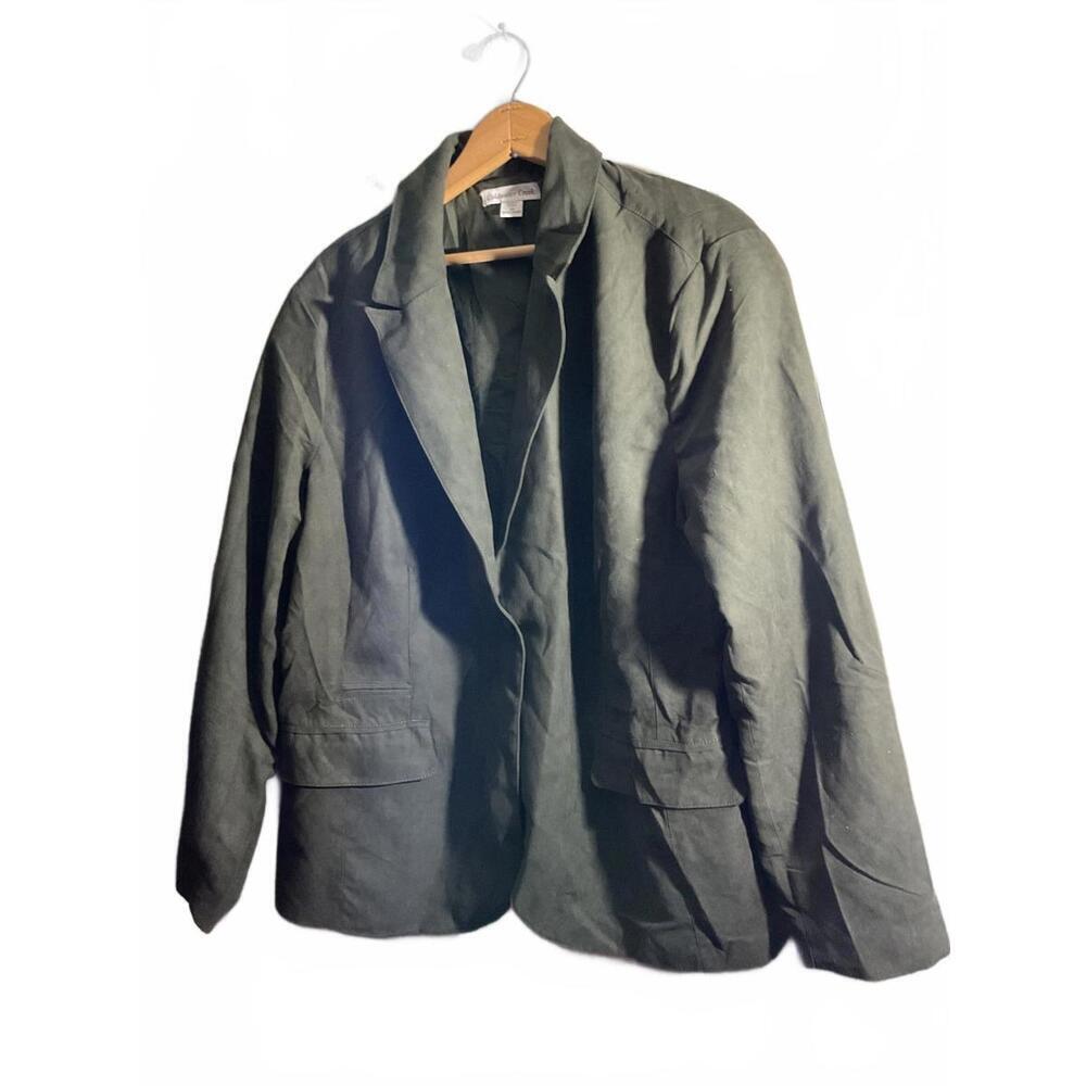 Coldwater Creek Olive Green Faux Suede Blazer - Classic & Comfortable 2X